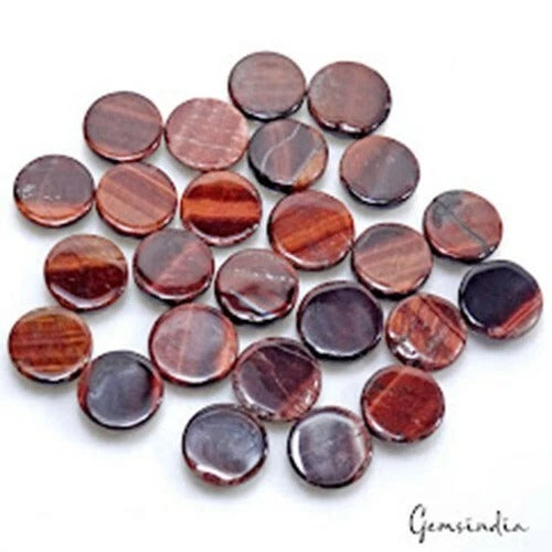 Tiger Eye Lot, Loose Gemstone, Red — 24 Pieces, 14mm, 247.50 Ct, India