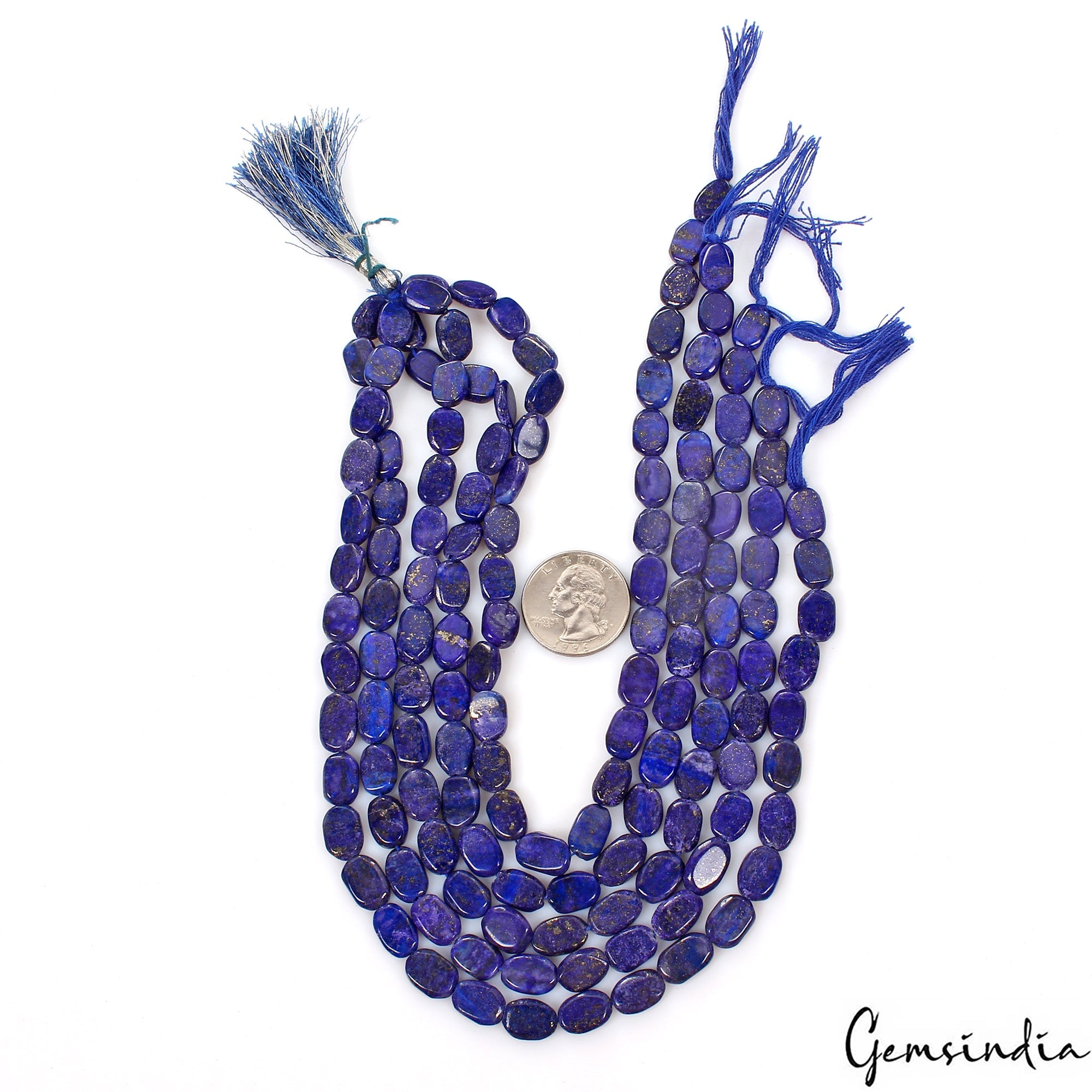5 Strand/13" each ~ Natural Blue Lapis Lazuli Oval Shape 10mm-12mm Drilled Beads