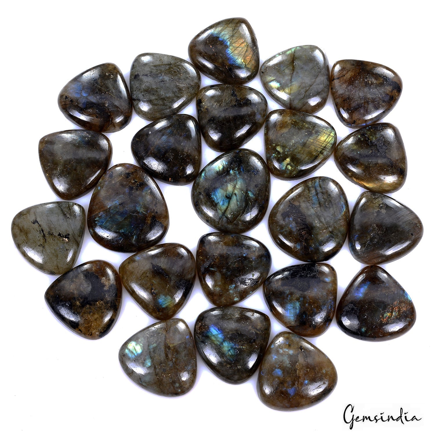 1020 Ct Natural Untreated Multi Shine Labradorite Trillion Cab Loose Gems lot