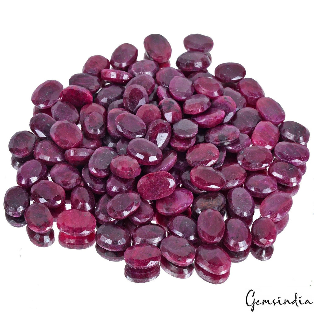 2000 Cts/102 Pcs Natural African Dark Red Ruby Oval Faceted Cut Loose Gems Lot