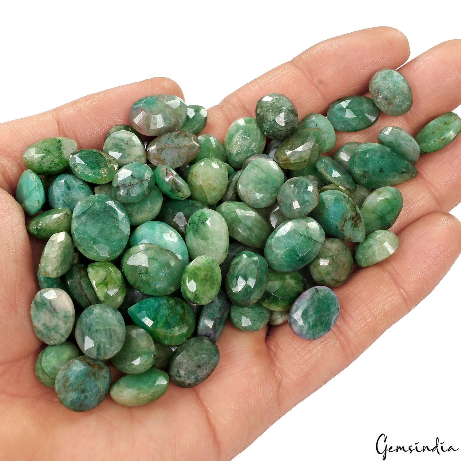 650 Ct Natural Green Brazilian Emerald Mix Faceted Loose Gemstone Lot 108 Pcs