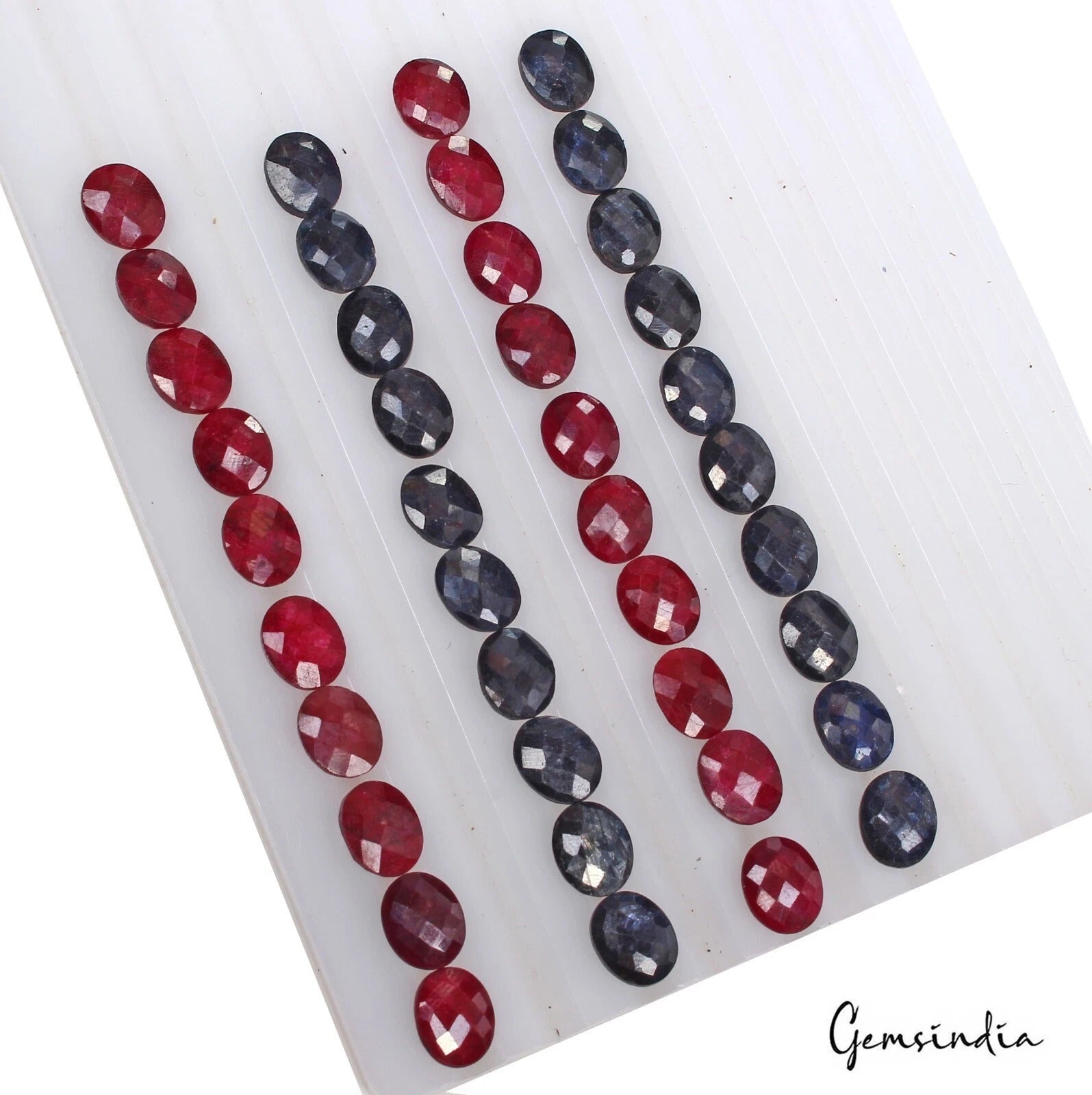 143.60 Ct Natural Ruby Sapphire 10x8mm Oval Checker Cut Jewelry Gemstones/ 40 Pc