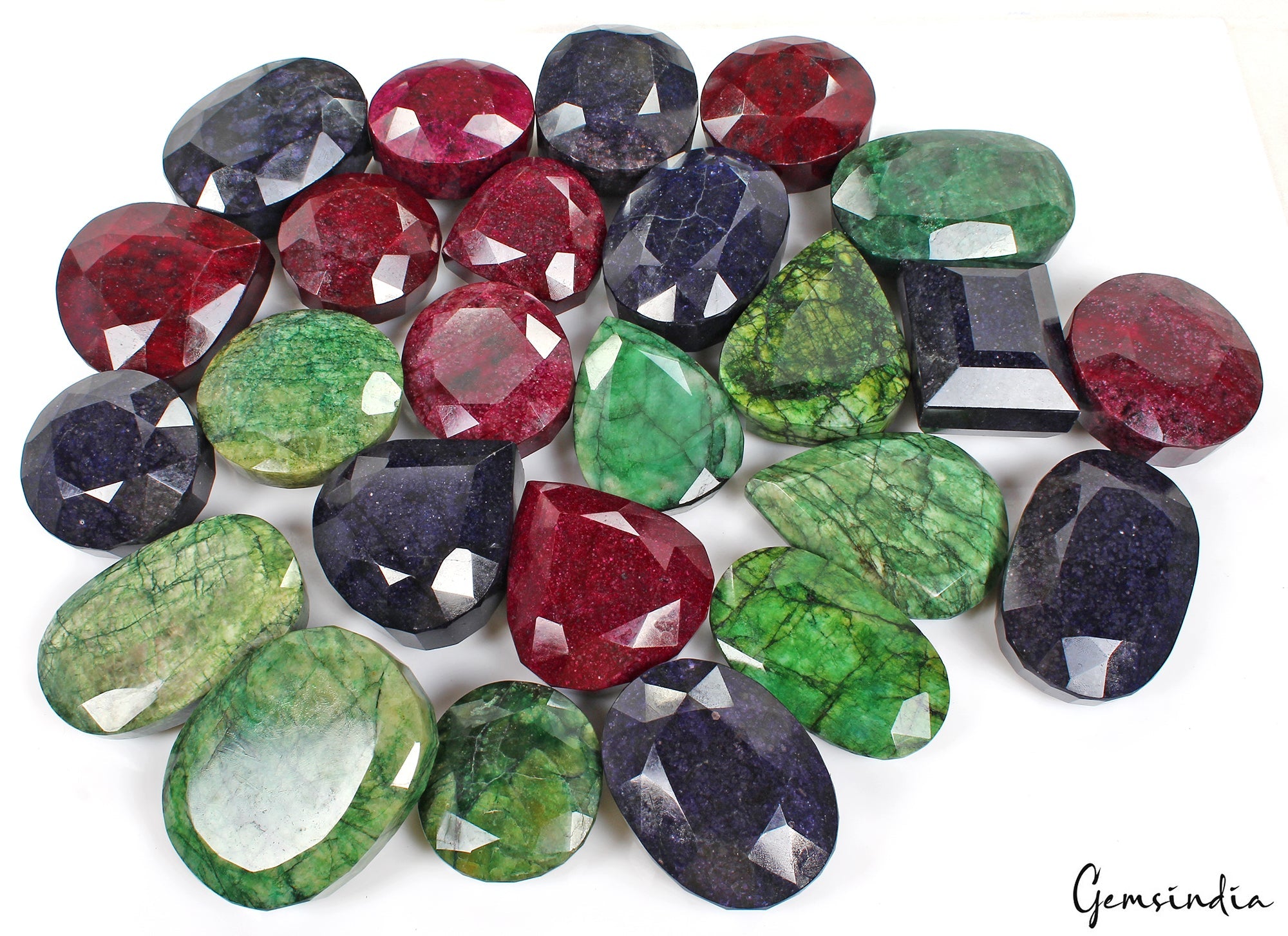 10 Kg Natural Ruby Emerald Sapphire Mix Cut Museum Size Loose Gemstones 66-102mm