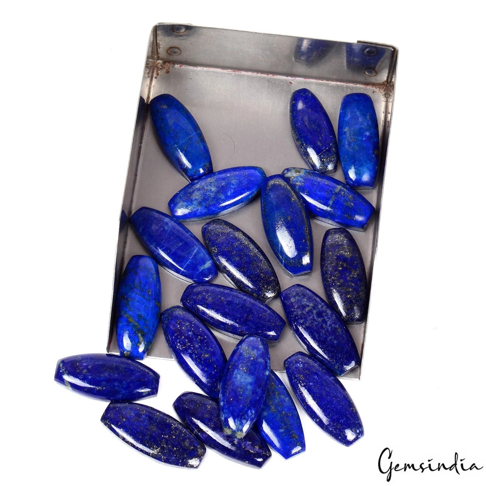 380 Ct Natural Blue Lapis Lazuli Fancy Cut Flat Back Loose Gemstone Lot 19 Pcs