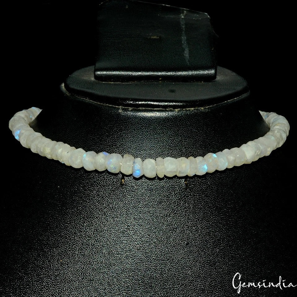 125 Ct Natural Untreated Blue Shine Moonstone Drilled Round Cut Beads Strand 10"