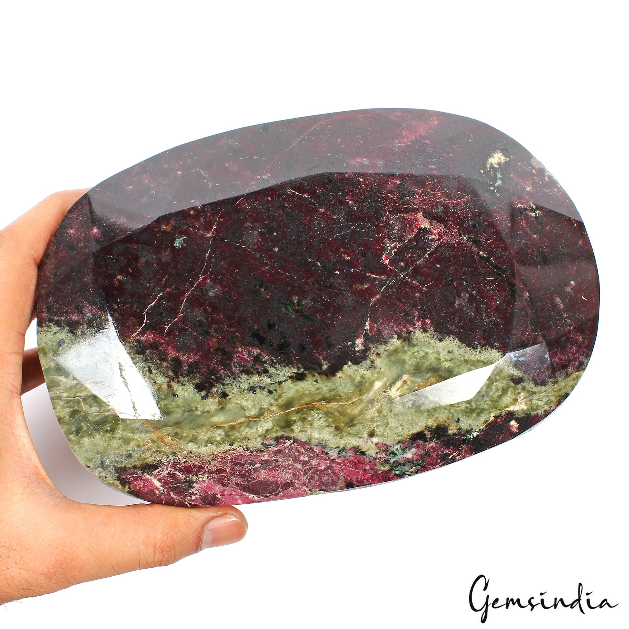 Large 7 Kilo Natural Huge Green Red Ruby Zoisite Oval Cut Untreated Gemstone