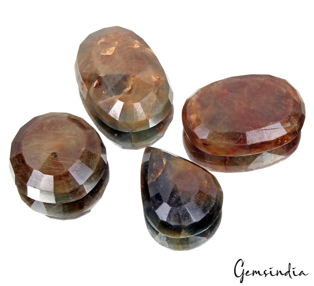 4 Pcs Natural Unheated Brown Sapphire 34-44mm Mix Cut Loose Gemstones Lot 720 Ct