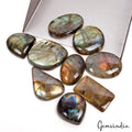 320 Ct Natural Labradorite Multi Shine Loose Mix Cabochon Gemstones Lot~ 9 Pcs