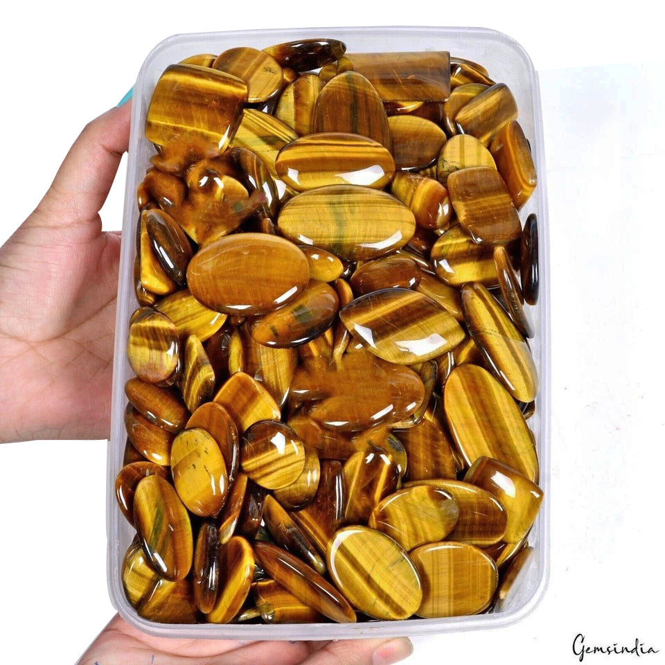 10000 Ct/190 Pcs Natural Mix Tiger Eye Top Quality Cabochon Gems Wholesale Lot