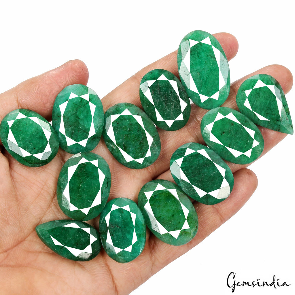 600 Ct Natural Finest Green Emerald Mix Cut Loose Pendant Size Gemstones ~12 Pcs