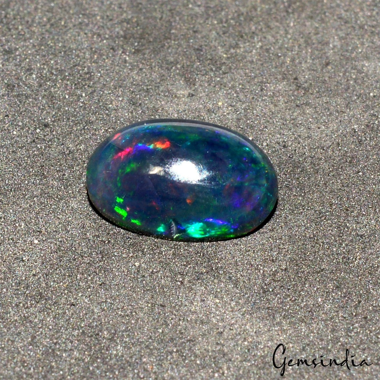 1.85 Cts Natural Ethiopian Color Play Black Opal Amazing Oval Cab Gem For Ring