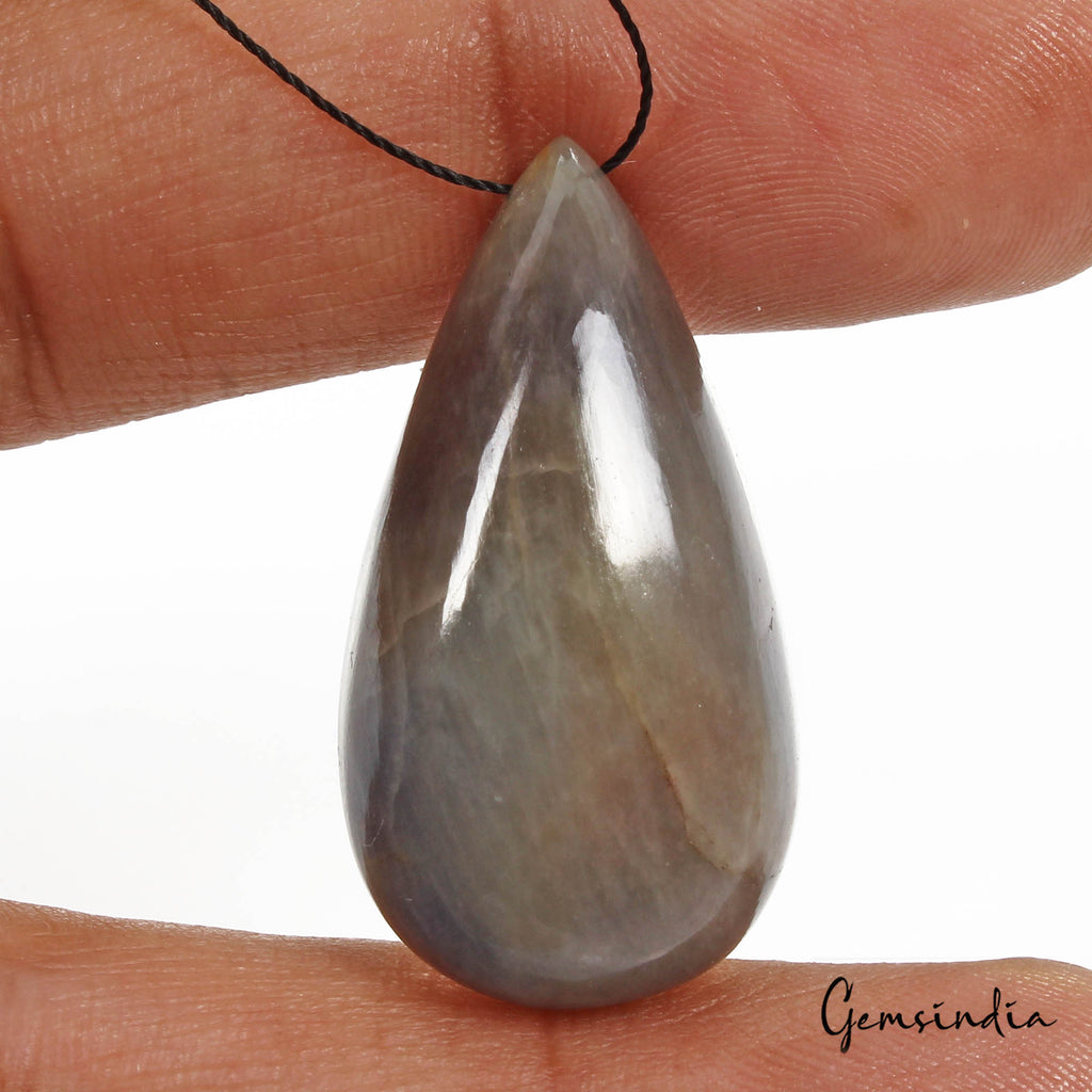 Blue Sapphire Beaded Strand, Untreated, Gray — 34x18x10mm, 65 Ct, Madagascar