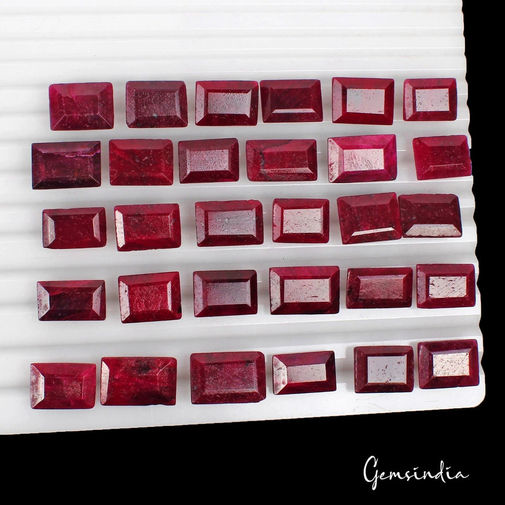 400 Ct/30 Pc Natural Red Ruby Baguette Cut 14-17mm Loose Ring Size Gemstones Lot