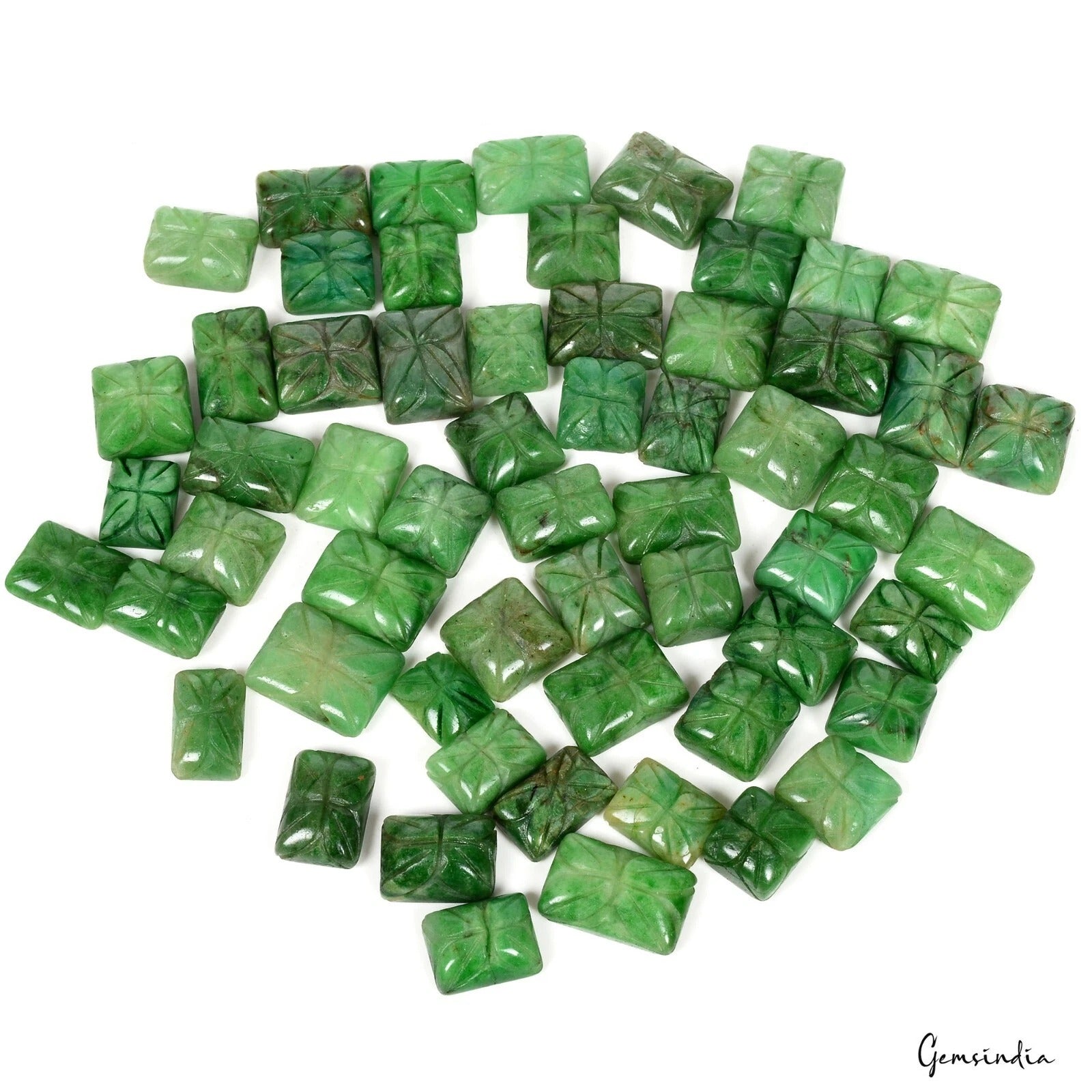 Emerald Lot, Loose Gemstone, Color Enhanced, Green — 59 Pieces, 13mm to 21mm, 1000 Ct, Brazil