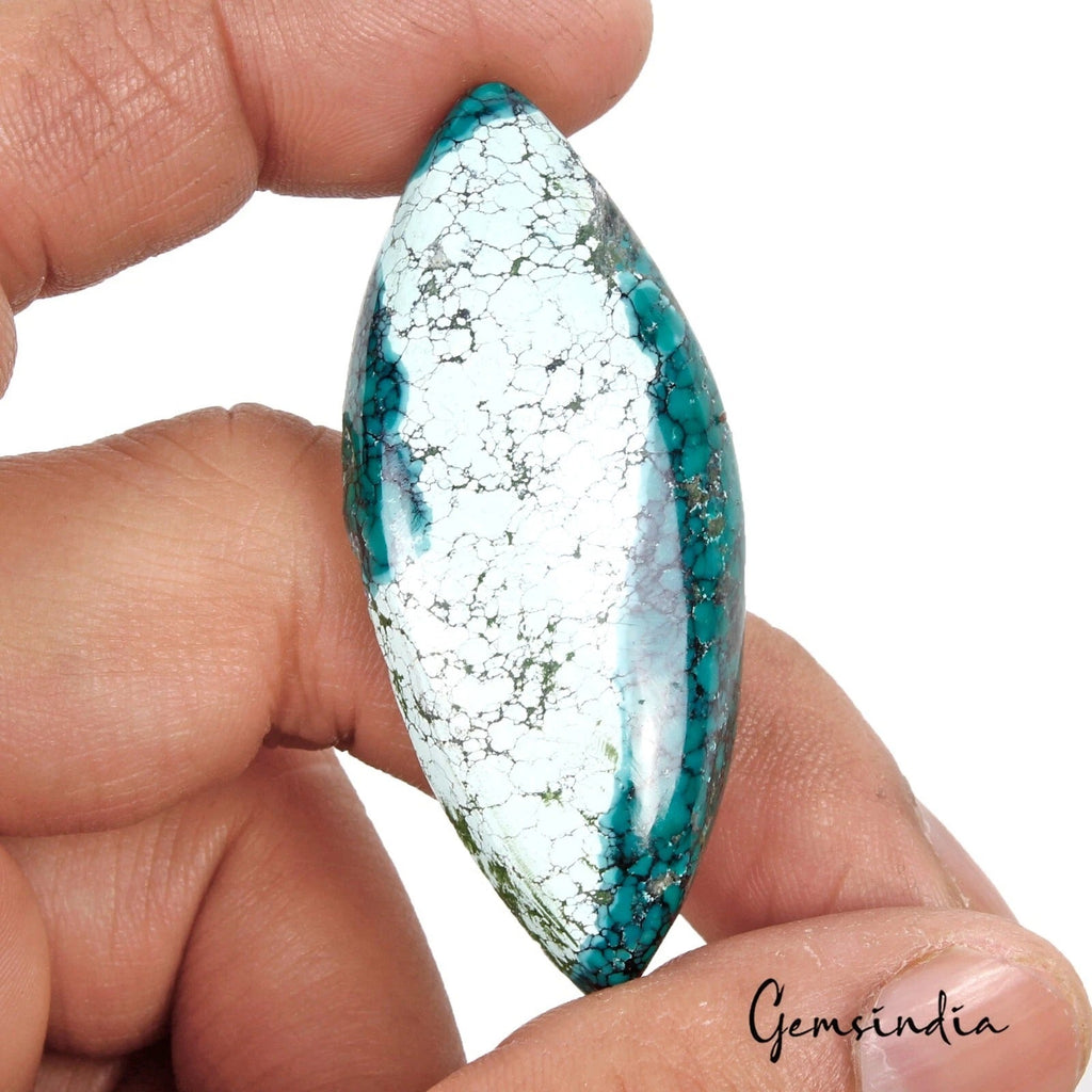Natural White Blue Turquoise Marquise Cabochon Loose Jewelry Gemstone 64.10 Ct