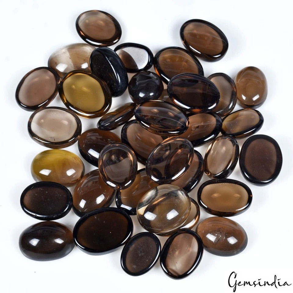 760 Ct/37Pc Natural Untreated Brown Smoky Quartz Oval Cab Loose Gems For Jewelry