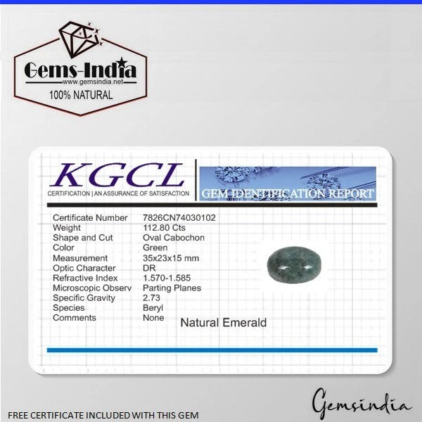 112.80 Ct Natural Green Zambian Emerald Oval Cab Certified Loose Gem For Jewelry