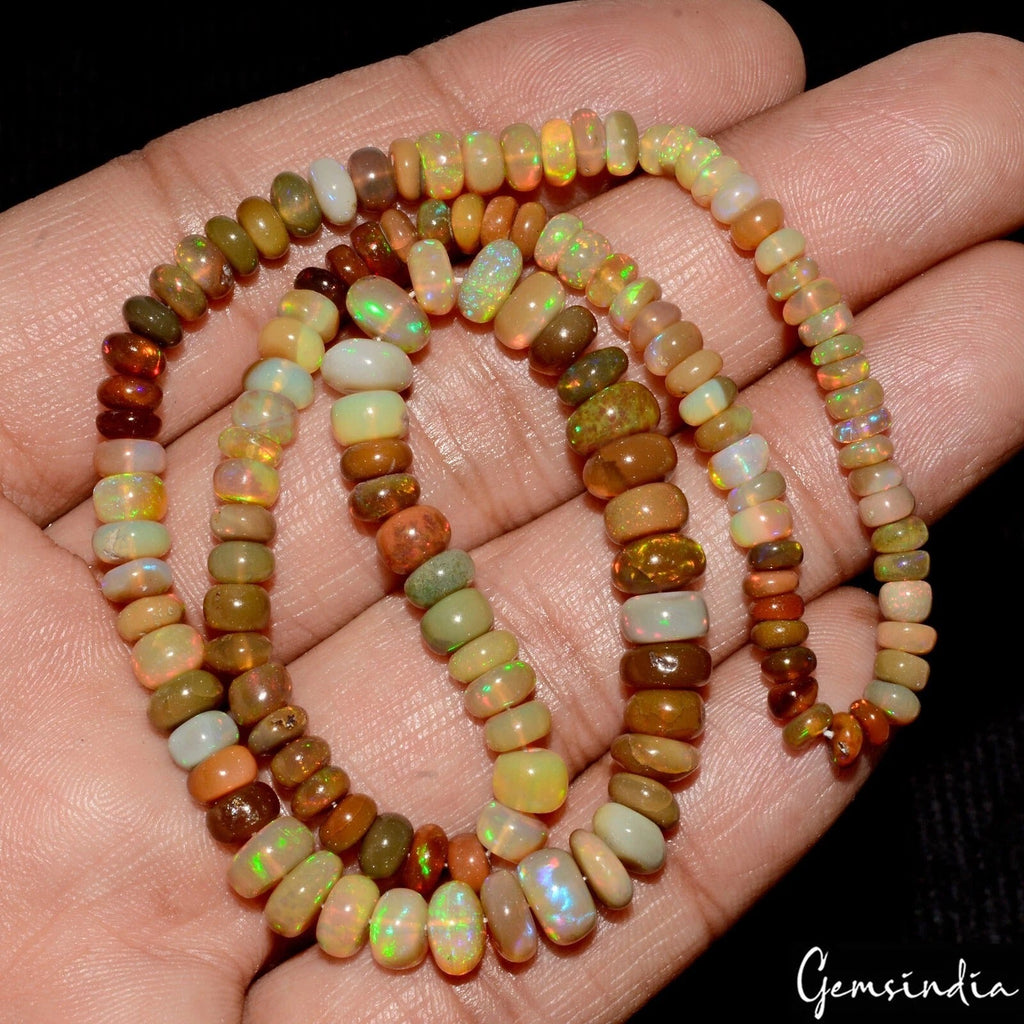 56.50 Cts Natural Untreated Ethiopian Welo Fire Opal Round Beads Gems 14" Strand
