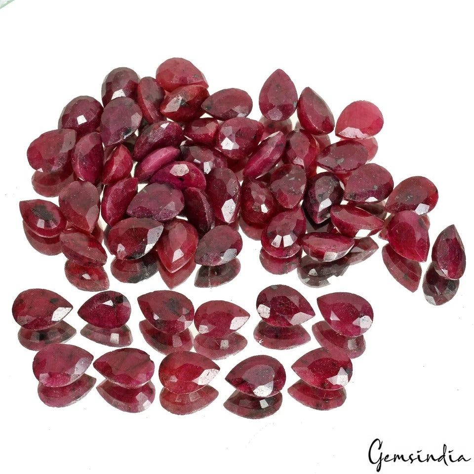 Ruby Lot, Loose Gemstone, Color Enhanced — 53 Pieces, 12mm, 300 Ct, Africa