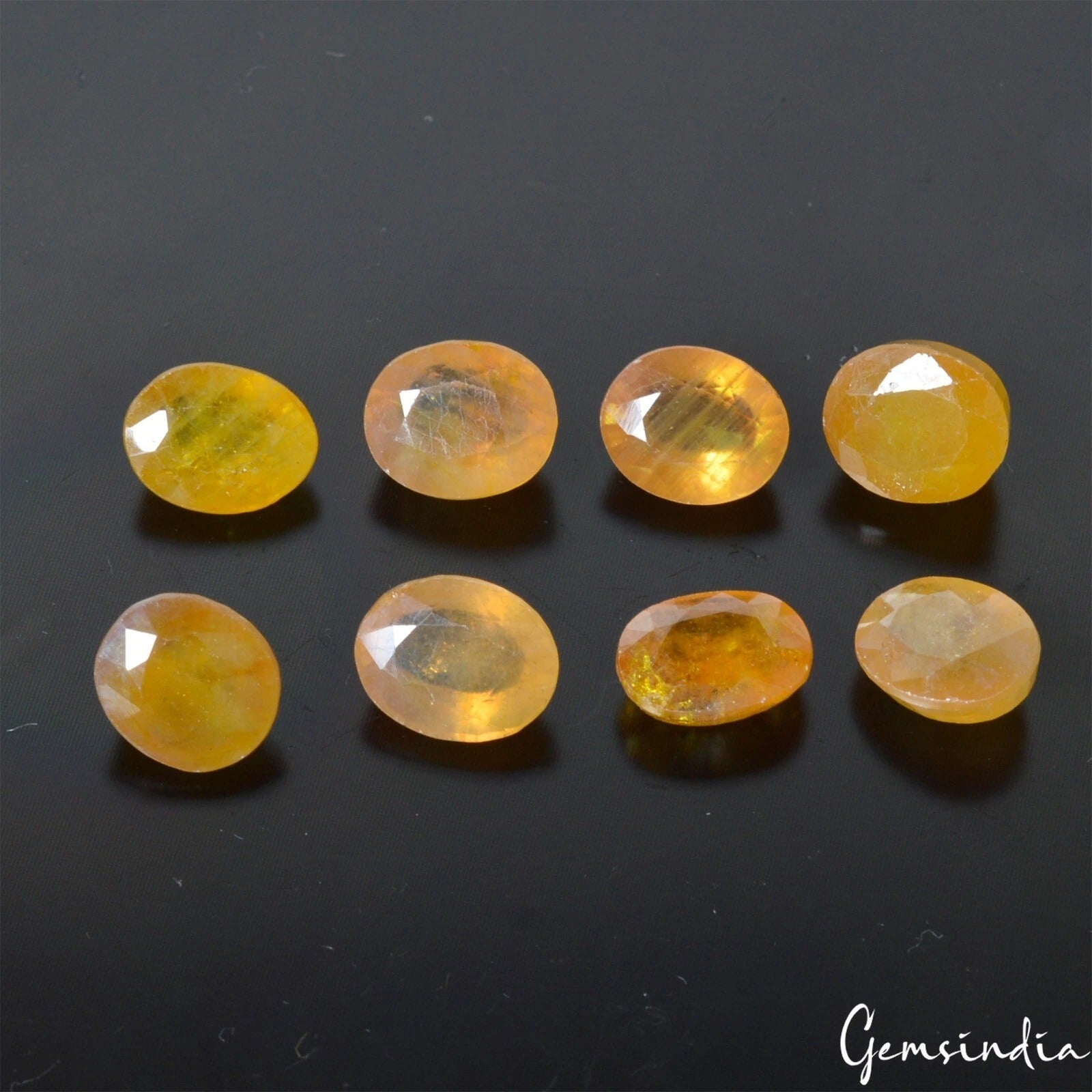 Certified 60.45 Cts/8 Pcs Natural Ceylon Yellow Sapphire (Pukhraj) Oval Gems Lot