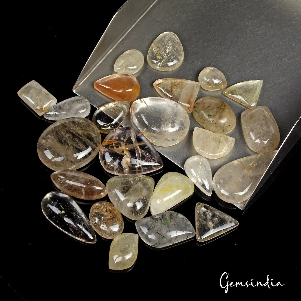 360 Ct Natural Rutile Quartz Mix Shape Loose Untreated 13-33mm Gemstones~ 25 Pcs