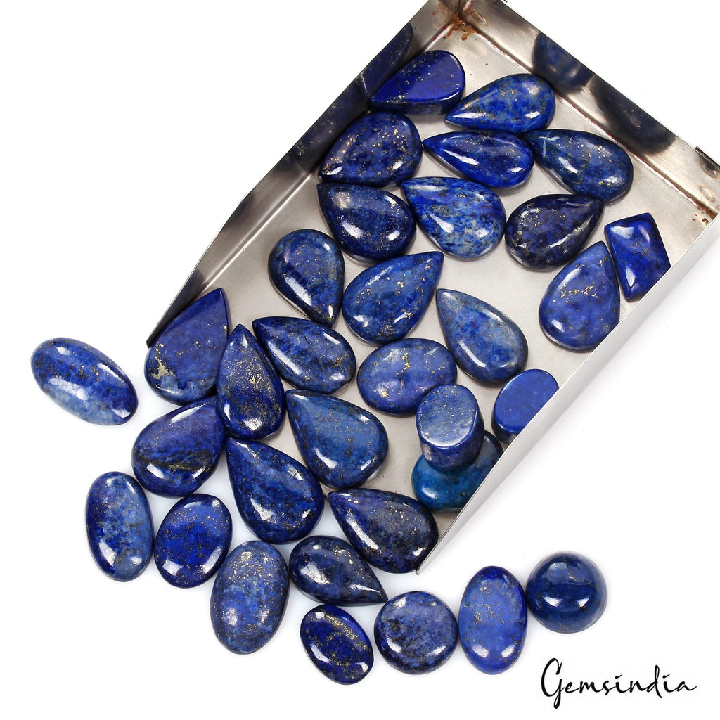 480 Ct/33 Pcs Natural Blue Lapis Lazuli Gold Flecks Mix Cab Loose Wholesale Gems