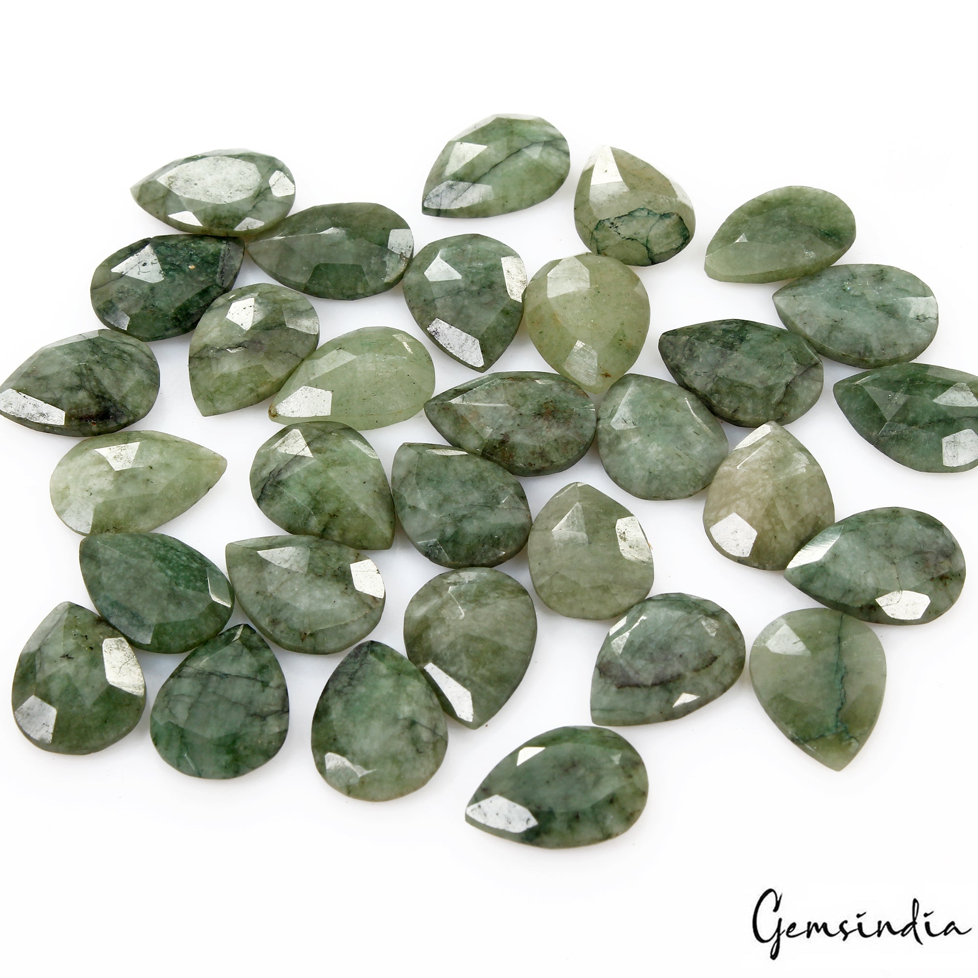 Certified 13-14mm Natural Zambian Green Emerald Pear Cut Loose Jewelry Gemstone