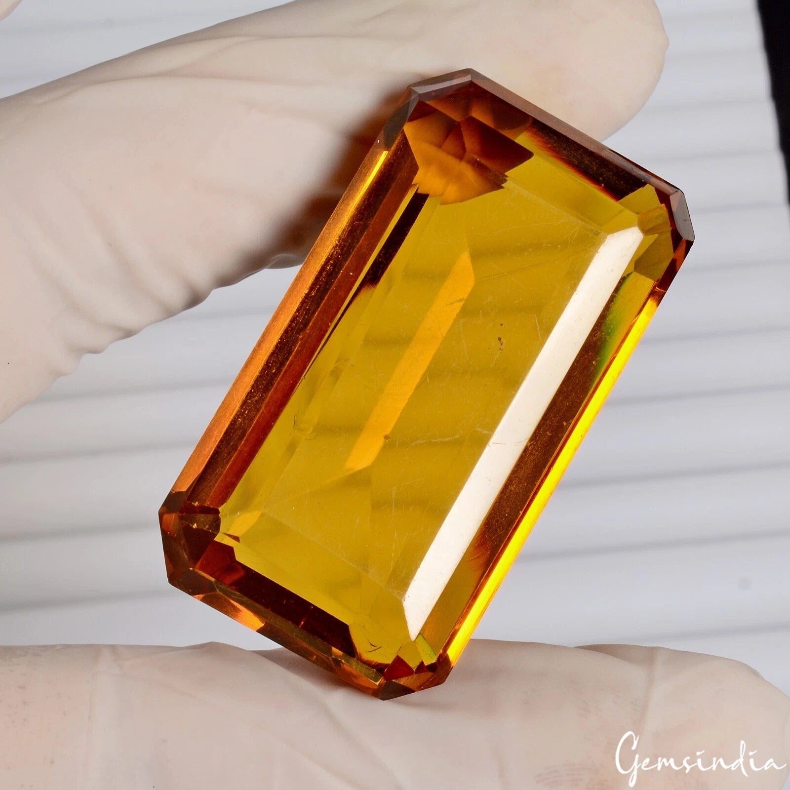 156.25 Cts Hydro Golden Orange Tourmaline Octagon Cut Loose Rare Gem For Pendant