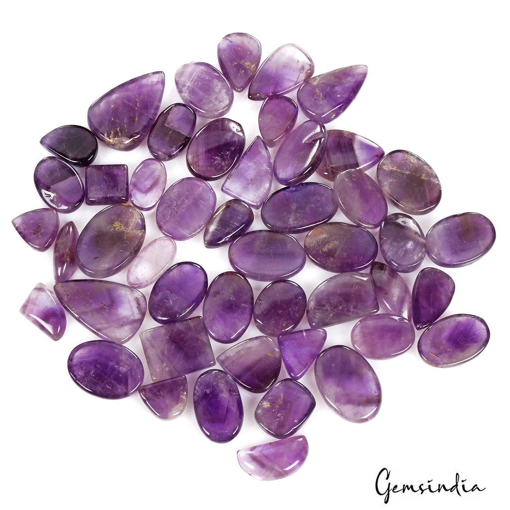 900 Cts/47 Pcs Natural Untreated Purple Amethyst Mix Cab Loose Gems For Jewelry