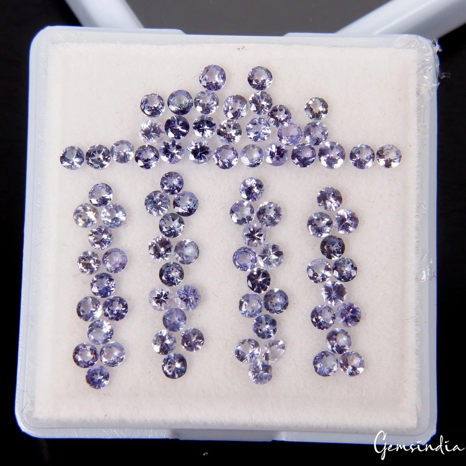 80Pcs Natural Tanzanite Round 2-2.5mm Untreated Sparkling Violet Blue Loose Gems