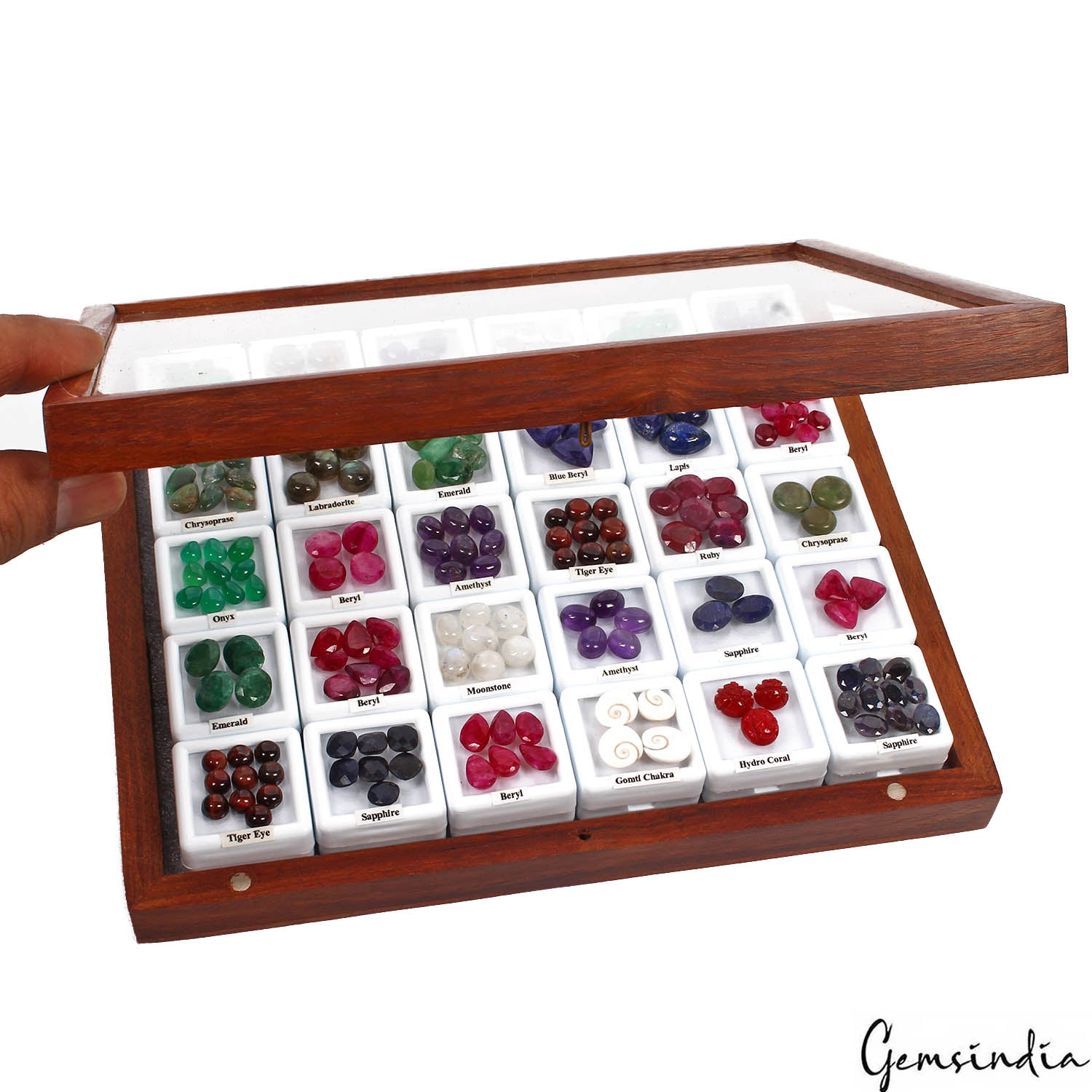 181 Pcs Estate Genuine Semi Precious Loose Multi Color Gem Collection+Wooden Box