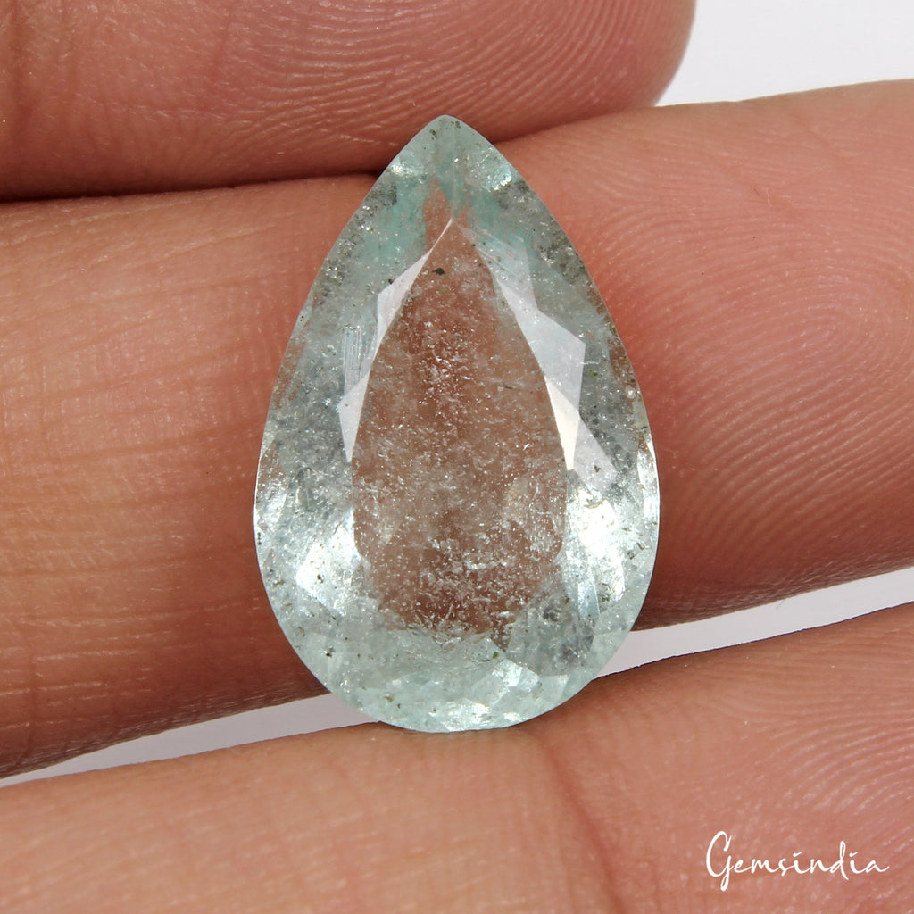 9.60 Ct Natural Santa Maria Green Aquamarine Pear Cut Loose Gemstone Certified