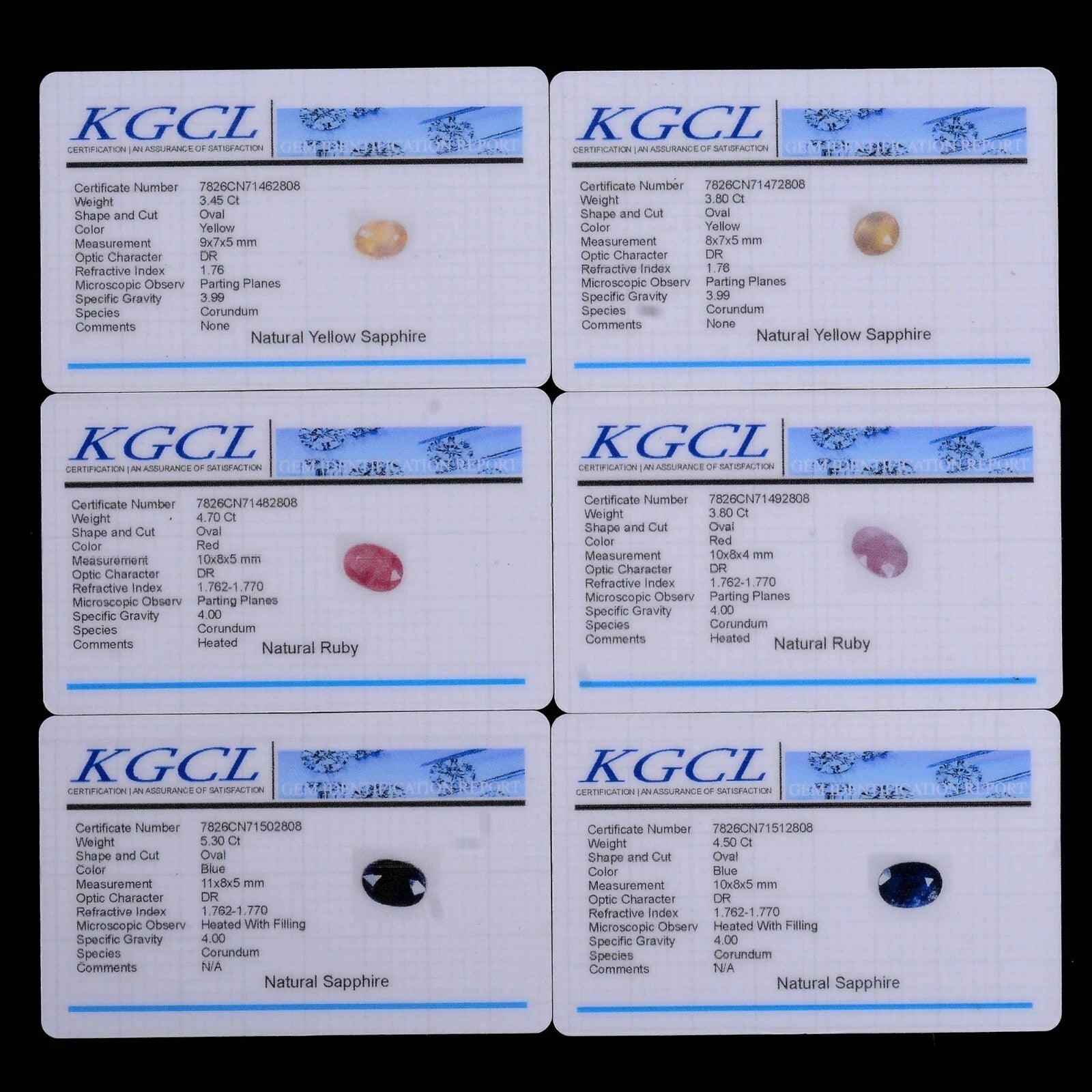 Certified 25.55Ct/6 Pcs Red Ruby Ceylon Blue Yellow Sapphire Oval Cut Loose Gems