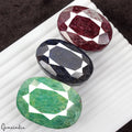 1680 Ct Natural Red Ruby, Blue Sapphire & Green Emerald Loose Gemstone Oval Cut