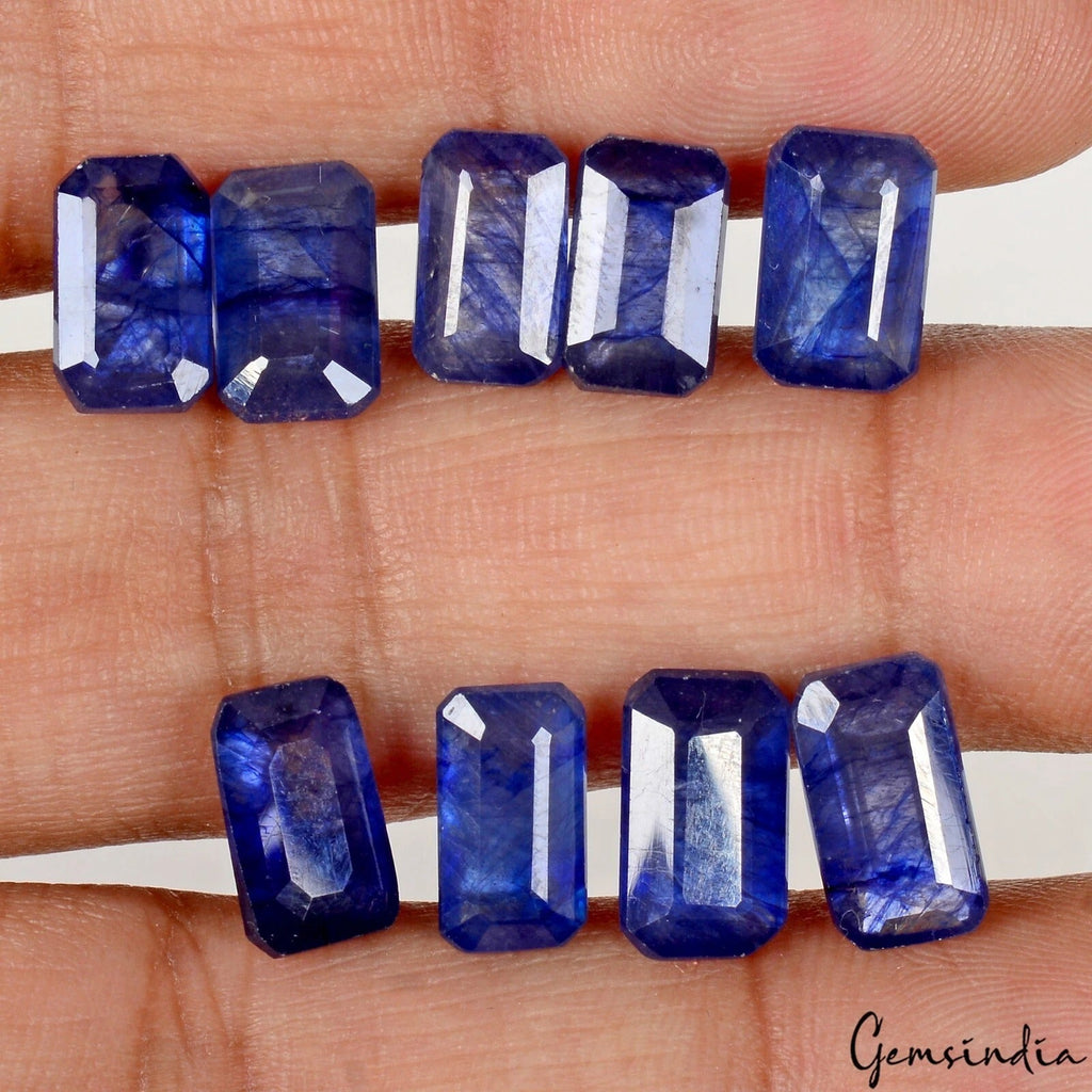 Certified 34.80 Ct/9 Pc Natural Blue Sapphire 10-11mm Octagon Cut Precious Gems