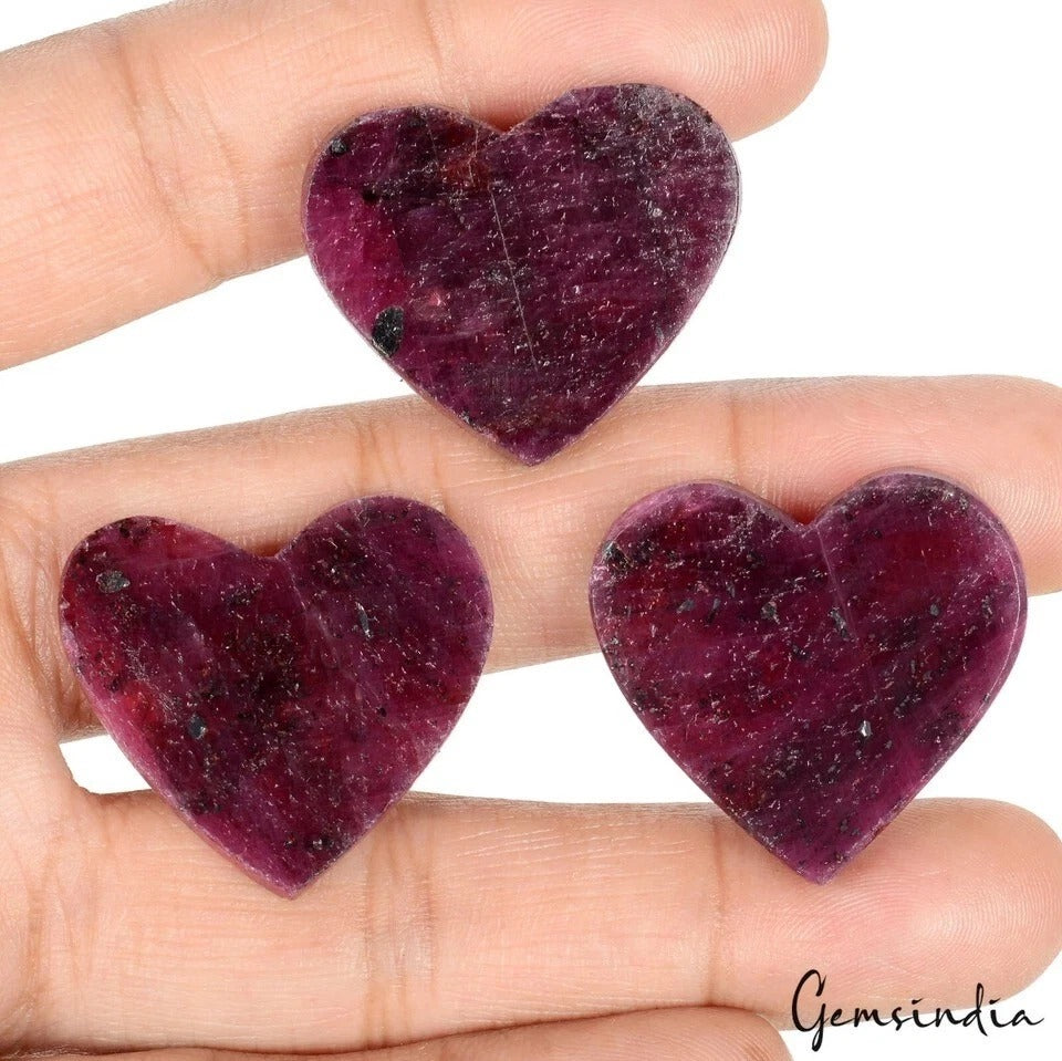 175.70 Ct Natural Red Ruby Heart Cut Loose 25-28mm Beautiful Gemstone Lot 3 Pcs