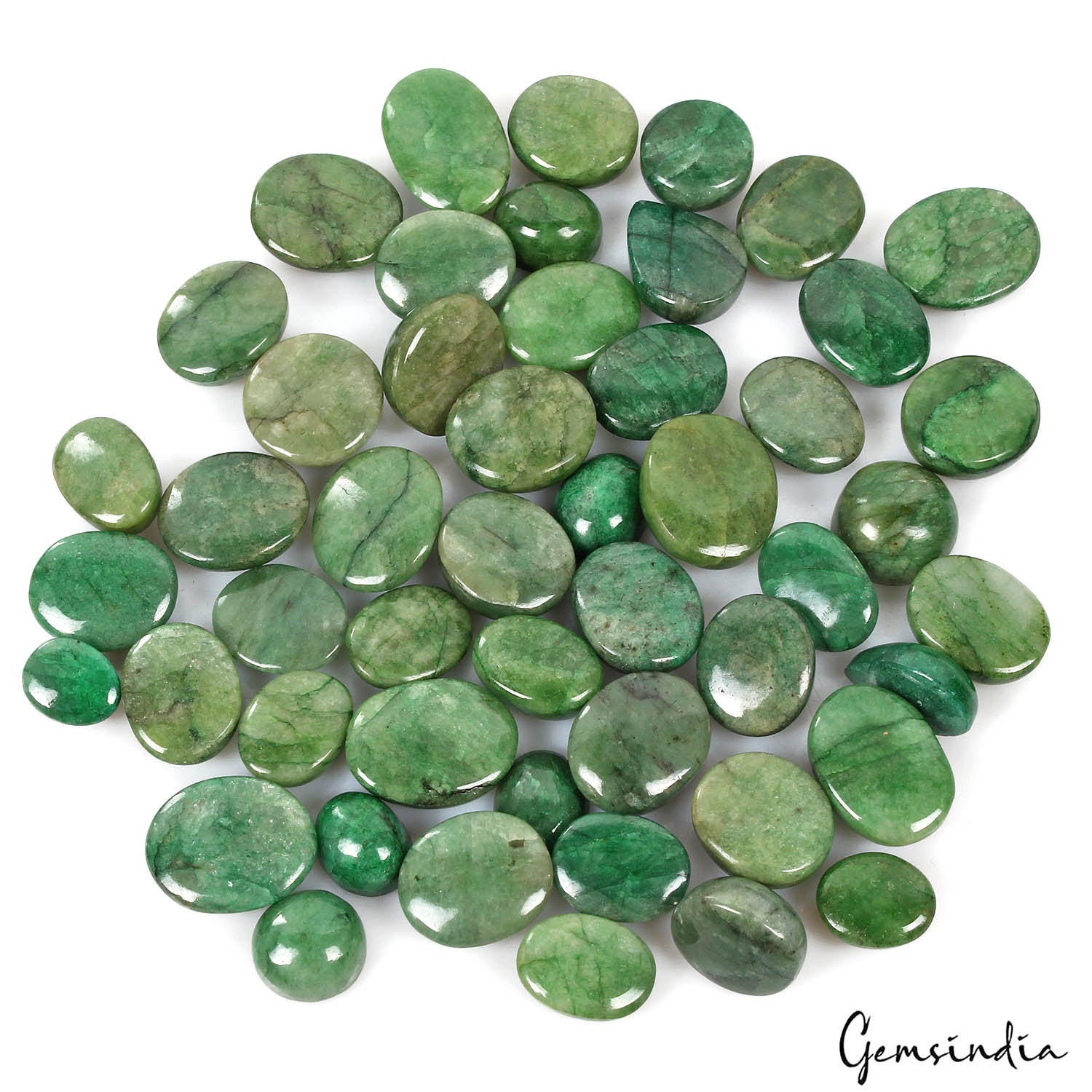380 Ct/50 Pcs Natural Brazilian Green Emerald Mix Cab Loose Gems Lot For Jewelry