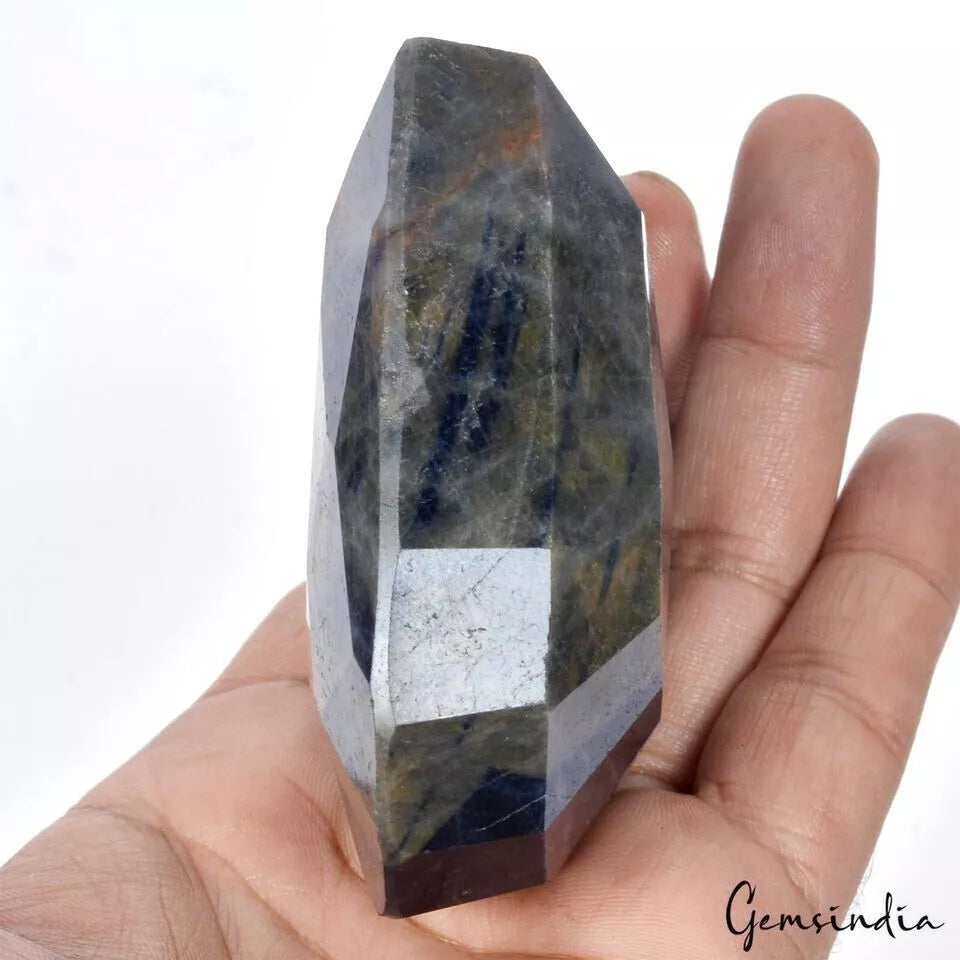 2420 Ct Natural Untreated Blue Sapphire W/ Orange Marks Pear Cut Unique Gemstone