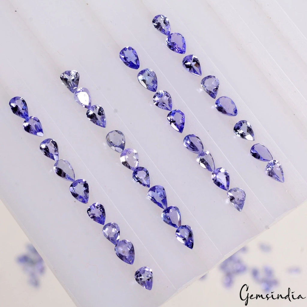 13.20 Ct/105 Pcs Natural Blue Untreated Tanzanite Pear Calibrated 4x3mm Gems Lot
