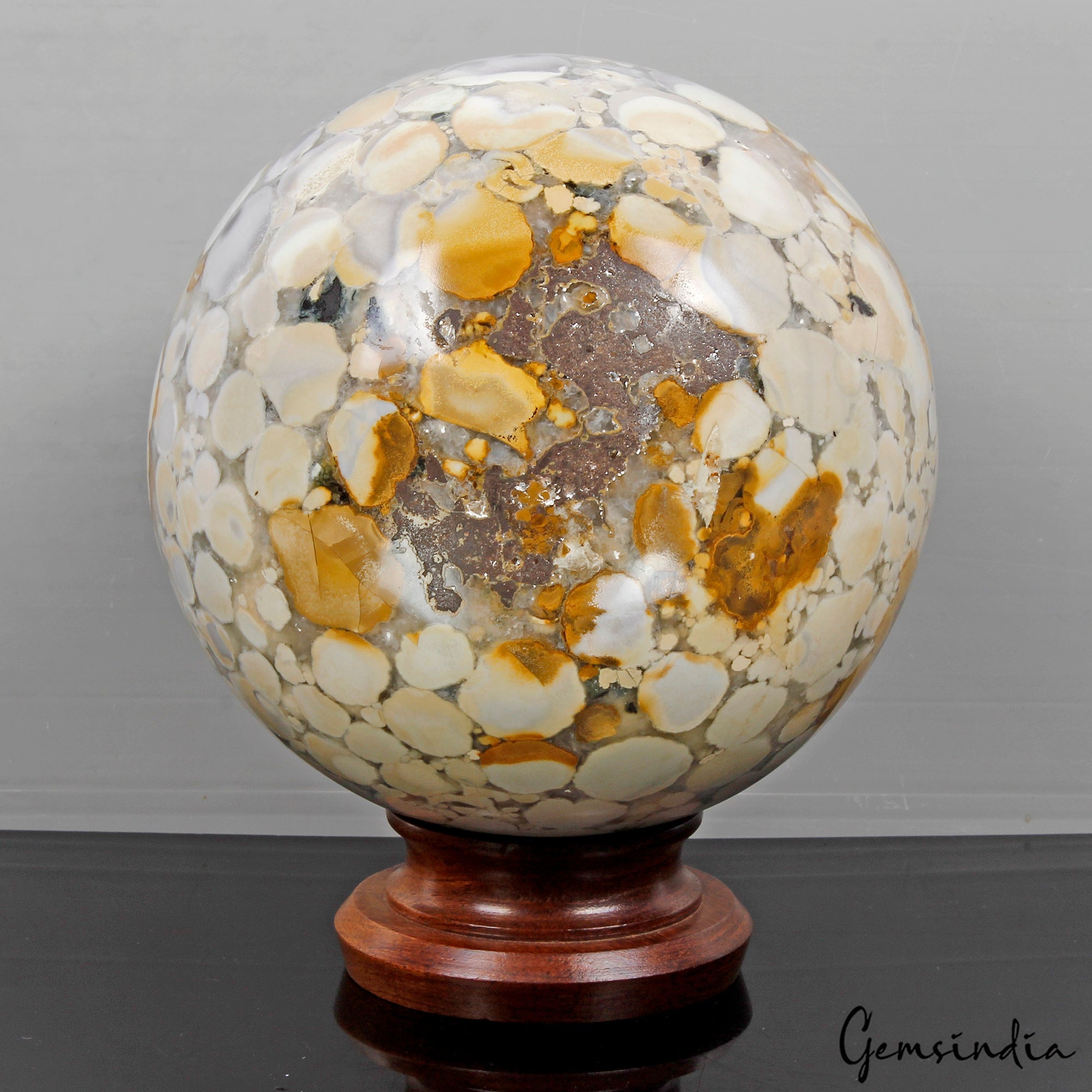 3.9 Kilo Natural Polished Bi-color Orbicular Ocean Jasper Sphere Healing Reiki