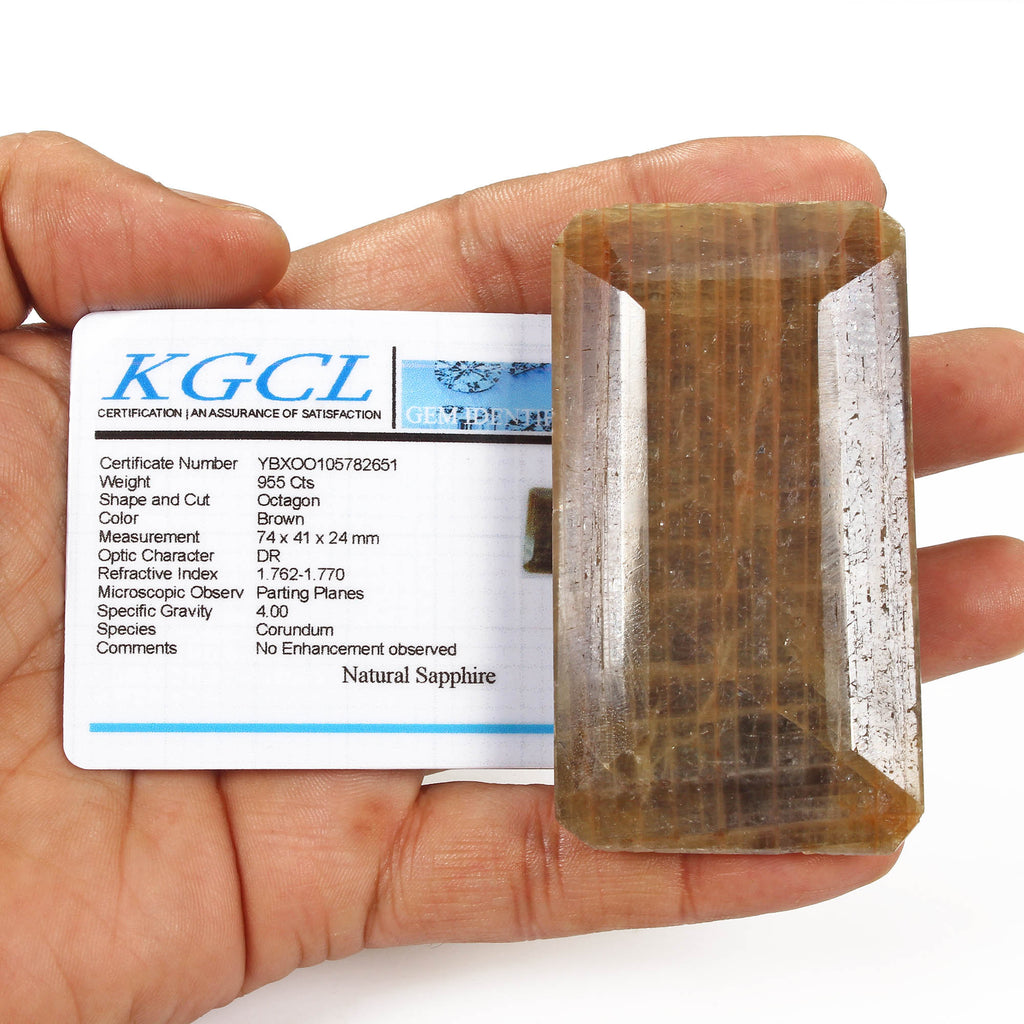 Certified 955 Cts Natural Untreated Brown Sapphire Octagon Cut Loose Huge Gem