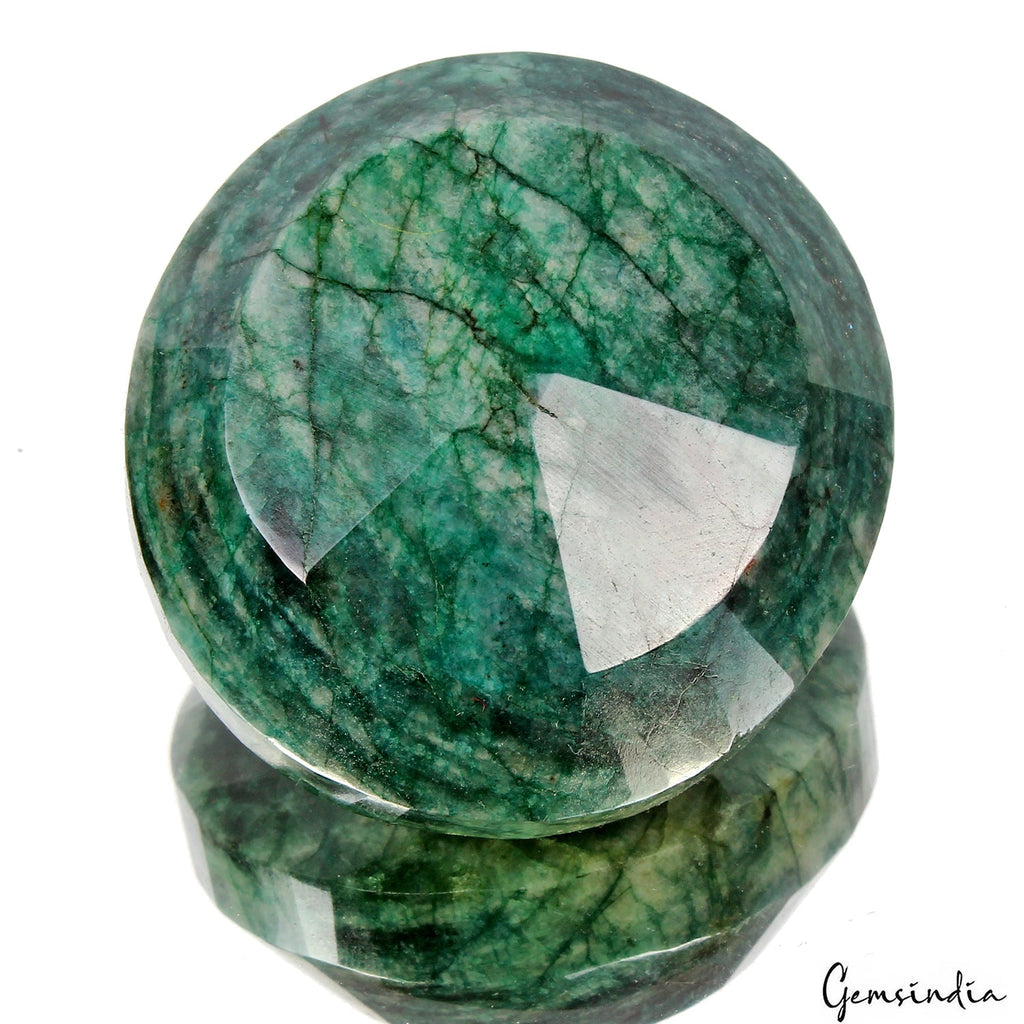 640 Ct Natural Blue Green Emerald Round Faceted Earth Mined Gemstone From Brazil