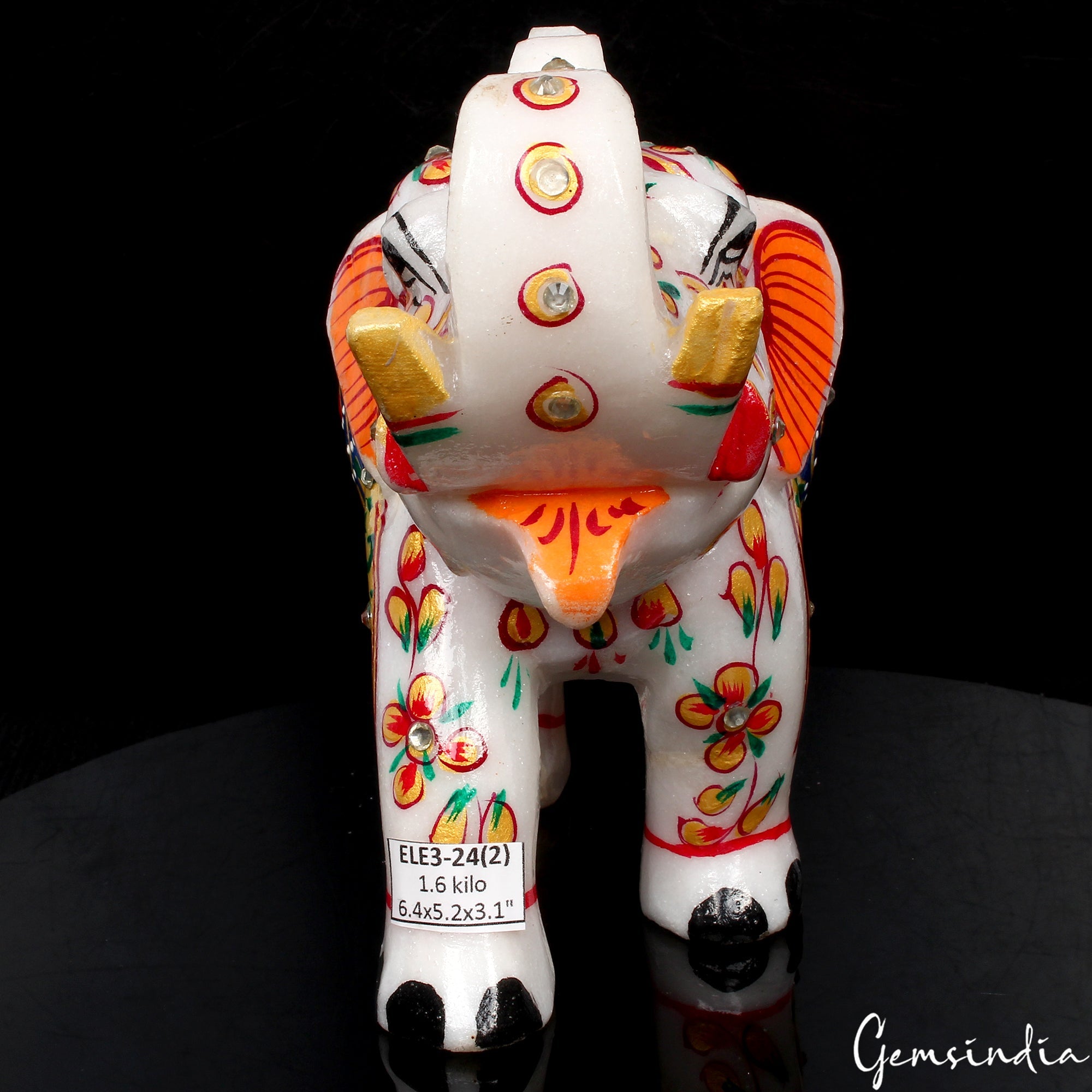 5.2" White Marble Elephant Statue Indian Handmade Home Decor Sculpture ~ 1.6 Kg