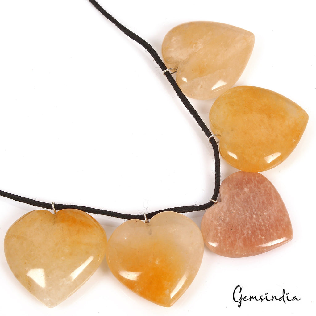 470 Ct Natural Yellow Aventurine Peach Moonstone Heart Ca Loose Gems For Jewelry