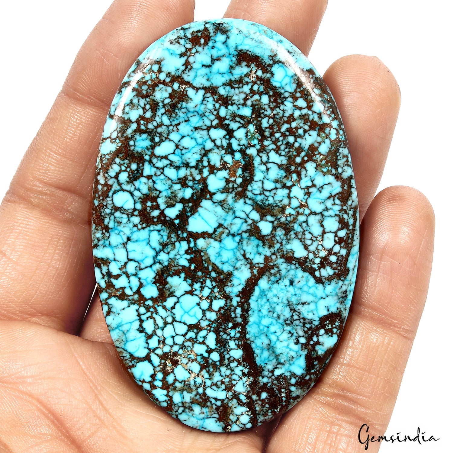 Huge 300 Cts USA Arizona Spiderweb Blue Turquoise Oval Cabochon Loose Gemstone