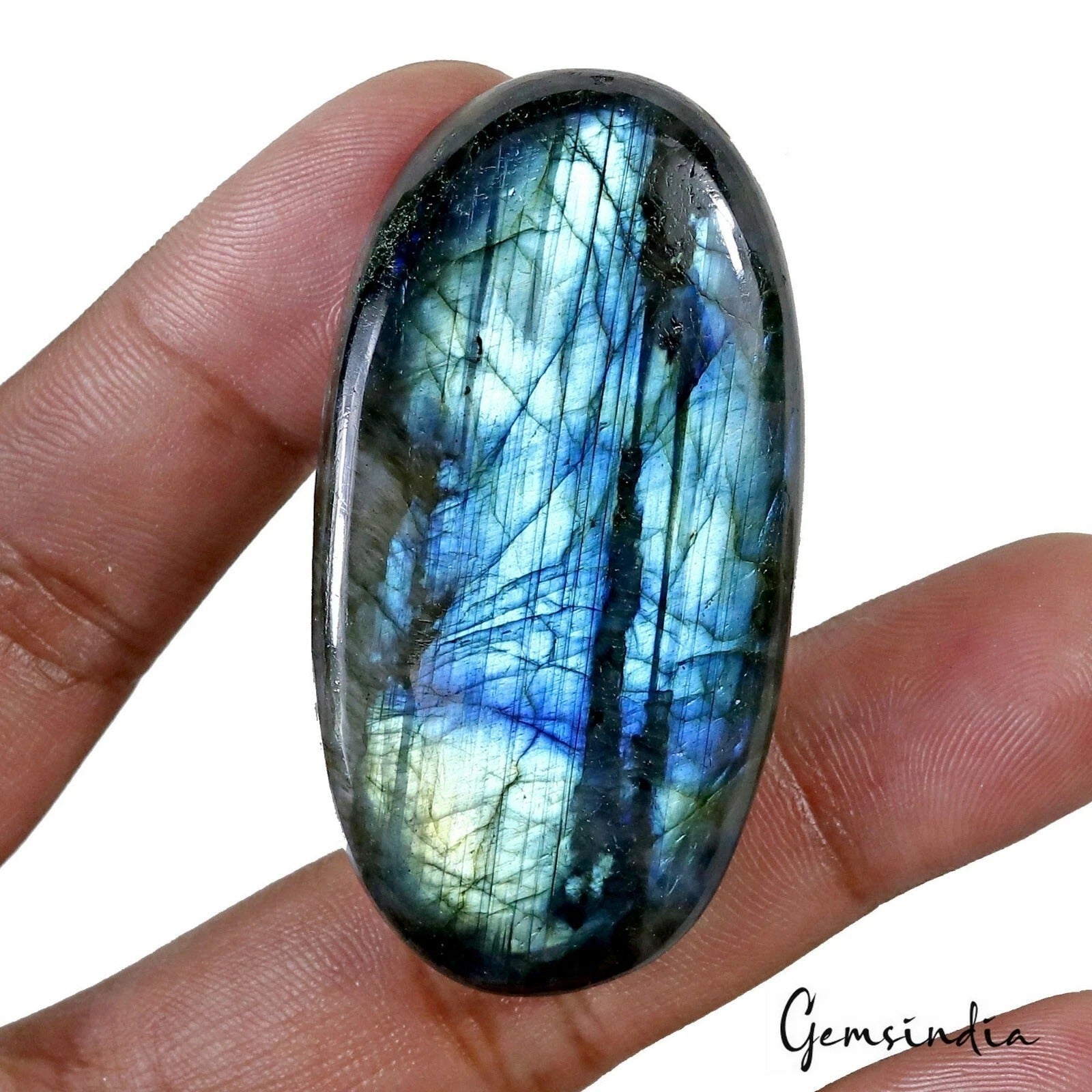 Certified 134.50 Cts Natural Untreated Blue Shine Labradorite Cab Oval Loose Gem