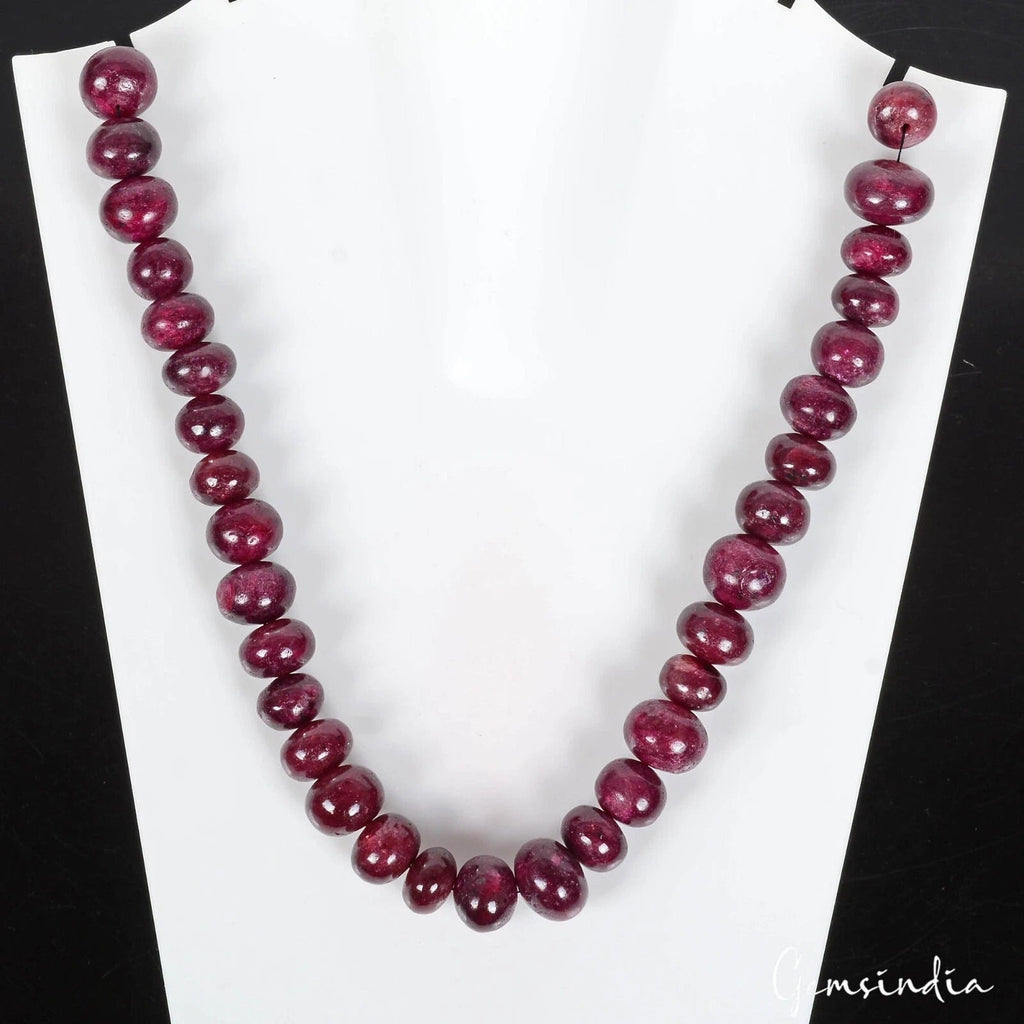 720 Ct/32Pc Natural Red Ruby Rondelle Cab Drilled Loose Beads Strand For Jewelry