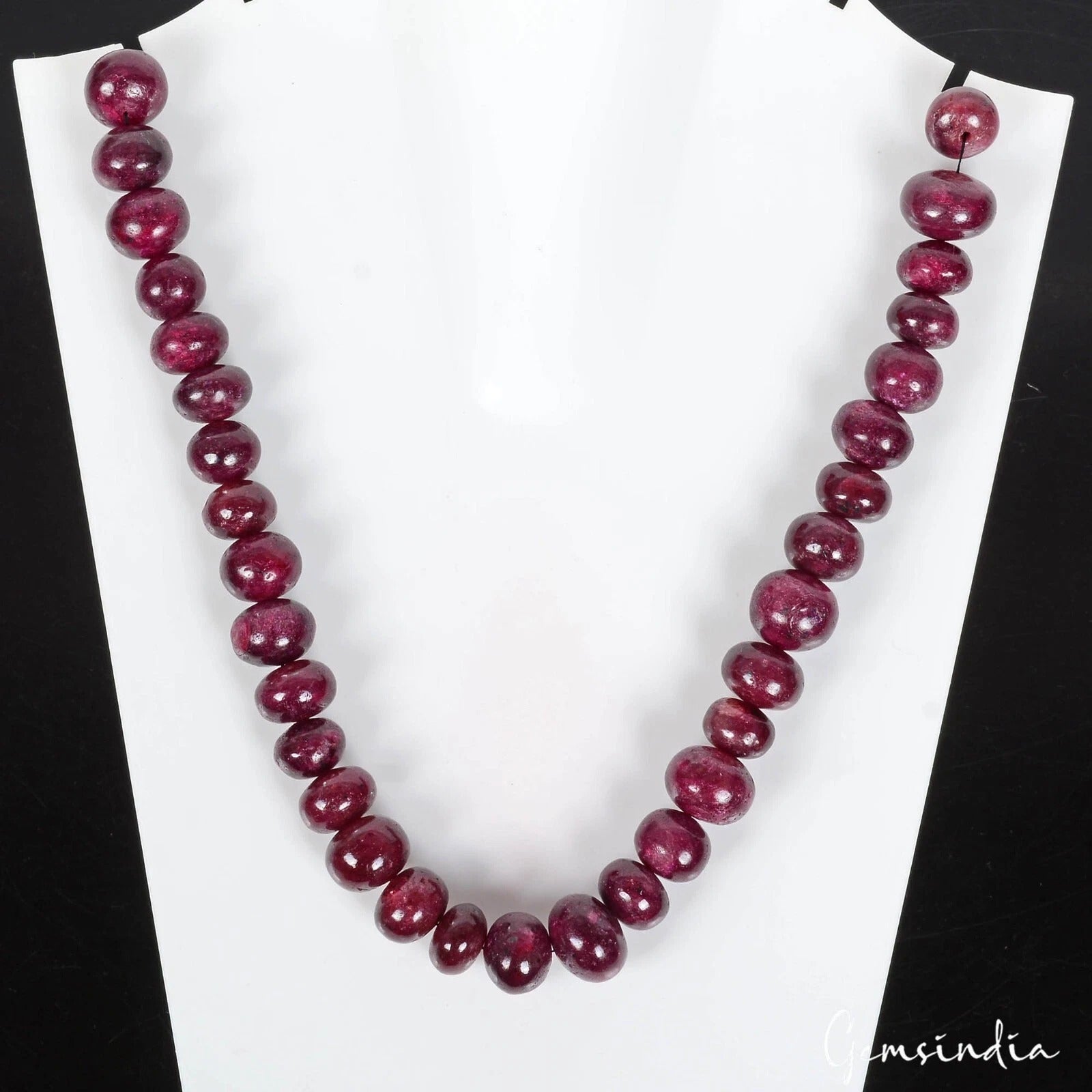 720 Ct/32Pc Natural Red Ruby Rondelle Cab Drilled Loose Beads Strand For Jewelry