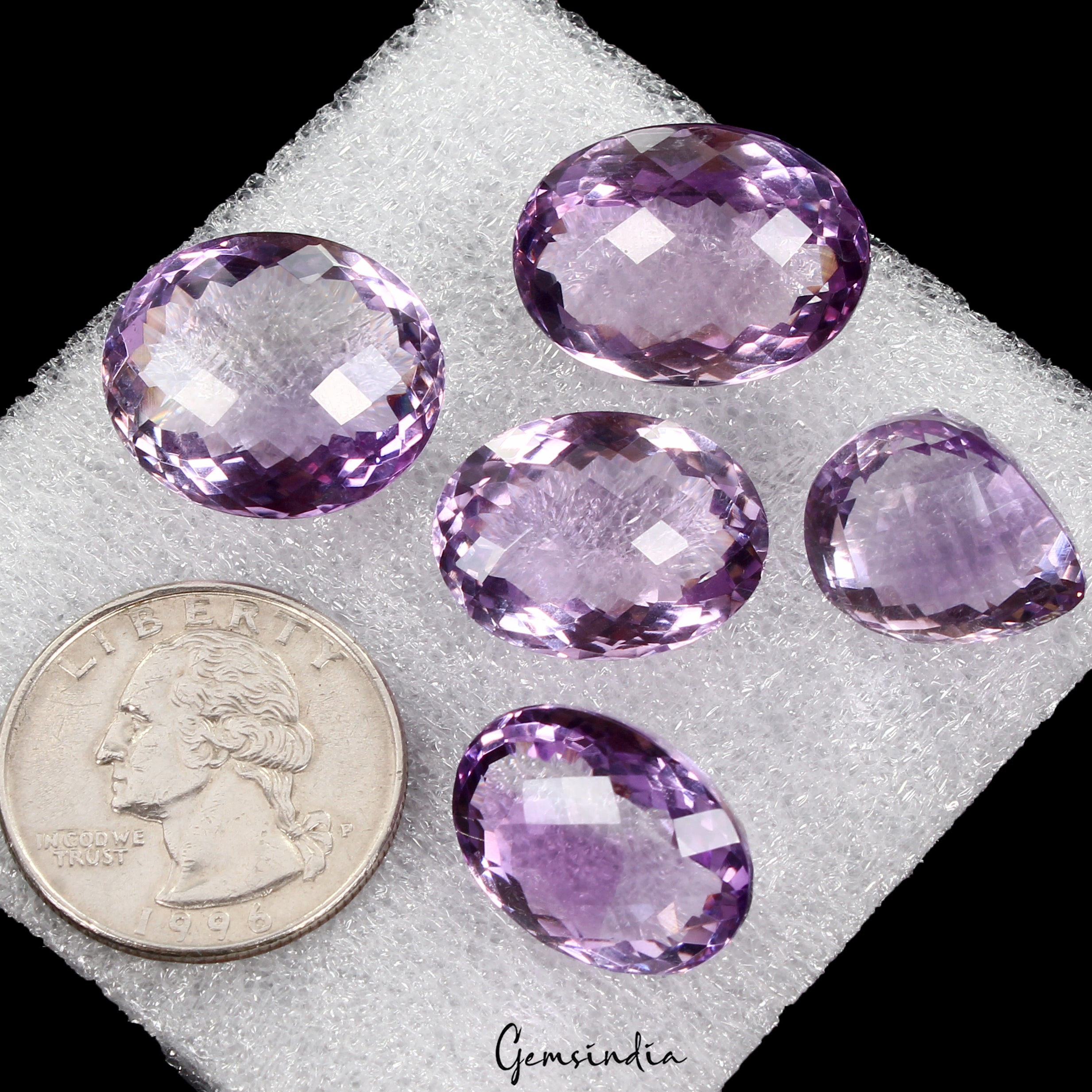 VVS 5 Pcs Natural Amethyst Untreated 17mm-21mm Mix Checker Cut Loose Gemstones