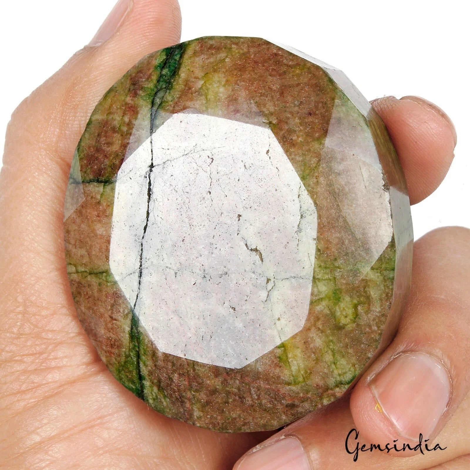 Brazilian Emerald Loose Gemstone, Oval Cut, Color Enhanced — 62 x 55 x 33mm, 920 Ct, Brazil